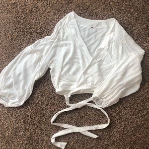 Free People white cropped shirt